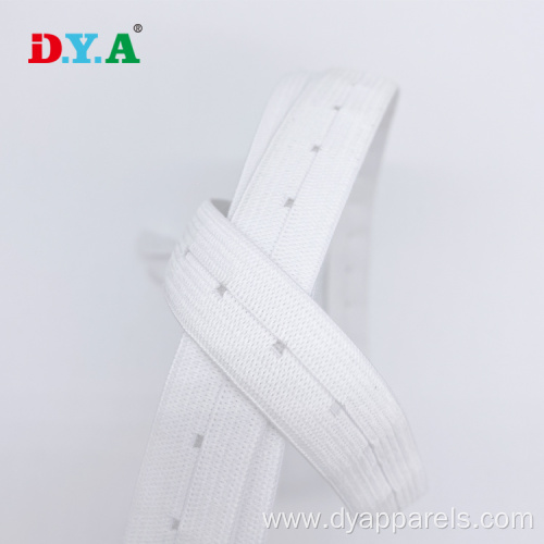 2cm White Polyester Adjustable Buttonhole Elastic Polyester